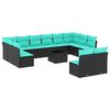 vidaXL Set Divani da Giardino 13 pz con Cuscini Nero in Polyrattan