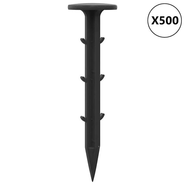 vidaXL Picchetti in plastica 500 pcs Nero &Oslash;3 x 11 cm Plastica