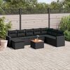 vidaXL Set Divani da Giardino 9 pz con Cuscini Nero in Polyrattan