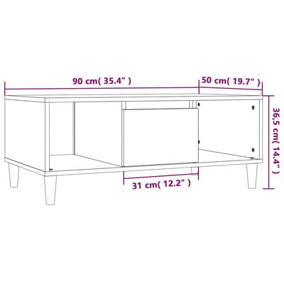 vidaXL Tavolino Salotto Grigio Sonoma 90x50x36,5 cm Legno Multistrato