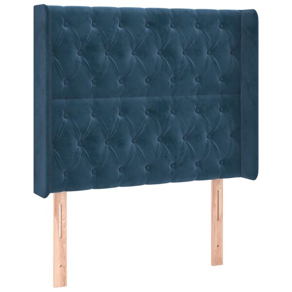 vidaXL Testiera ad Orecchio Blu Scuro 93x16x118/128 cm in Velluto