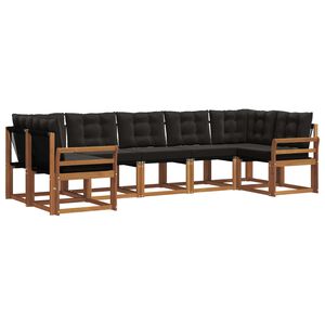 vidaXL Set di divani da esterno con cuscino 7 pcs Naturale e Nero