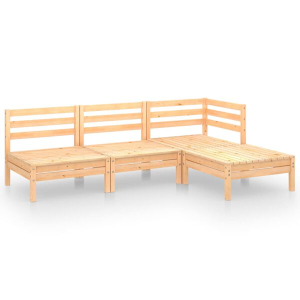vidaXL Set Salotto da Giardino 4 pz in Legno Massello di Pino