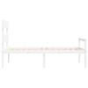 vidaXL Letto per Anziani con Testiera Bianco Single in Legno Massello