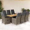 vidaXL Set da Pranzo da Giardino 9 pz con Cuscini in Polyrattan Grigio
