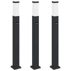 vidaXL Lampioni a paletto con sensore 3 pz 80 cm neri IP44