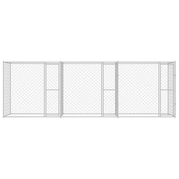 vidaXL Gabbia per cani Argento 600 x 200 x 200 cm Acciaio zincato