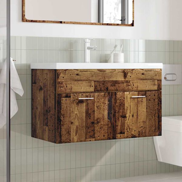 vidaXL Set Mobili da Bagno 2 pz Legno Antico in Legno Multistrato