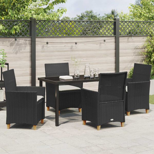 vidaXL Set da Pranzo per Giardino 5 pcs Nero polyrattan