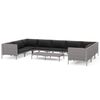 vidaXL Divani da Giardino 10 pz con Cuscini in Polyrattan Grigio Scuro