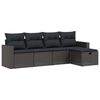 vidaXL Set Divani da Giardino 5 pz con Cuscini in Polyrattan Nero