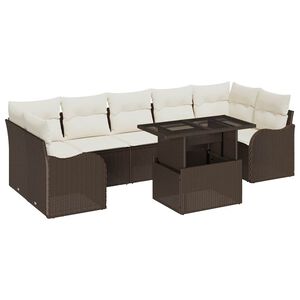 vidaXL Set Divano da Giardino 8 pcs Marrone Rattan in Polipropilene