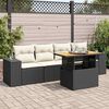 vidaXL Set Divani da Giardino 5 pz con Cuscini in Polyrattan Nero
