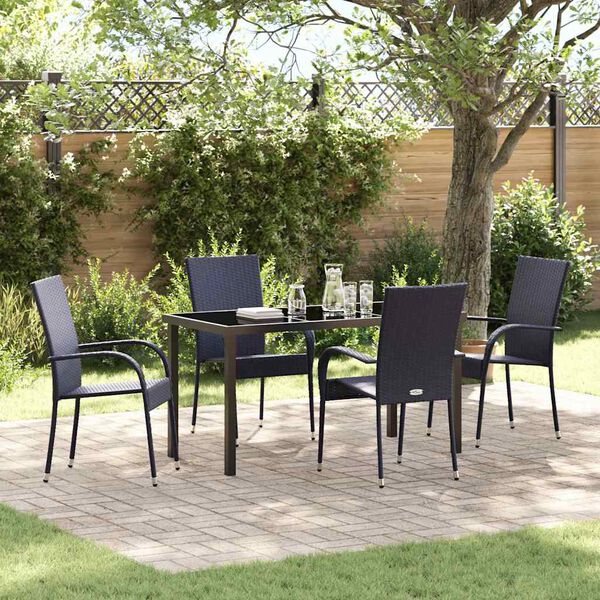 vidaXL Set da Pranzo per Giardino 5 pcs Nero
