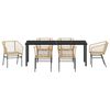 vidaXL Set da Pranzo per Giardino 7 pcs Marrone polyrattan