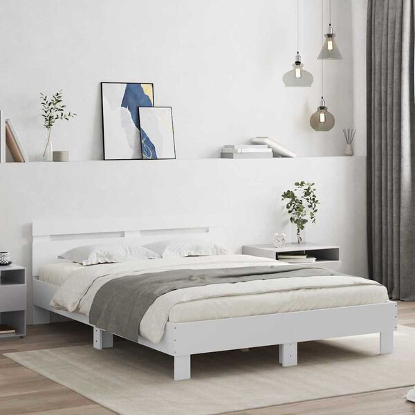vidaXL Struttura del letto Bianco 152 x 203 cm Legno multistrato
