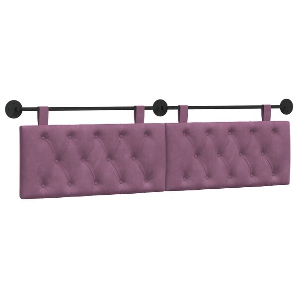vidaXL Testata appesa Montaggio a parete Viola 170 x 55 x 7 cm Velluto