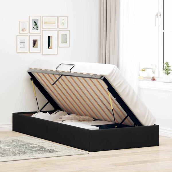 vidaXL Letto con Contenitore con materasso Nero 90 x 190 cm Velluto