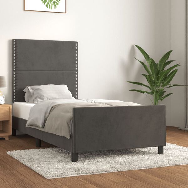 vidaXL Giroletto senza Materasso Grigio Scuro 100x200 cm Velluto