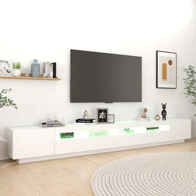 vidaXL Mobile Porta TV con Luci LED Bianco 300x35x40 cm