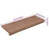 vidaXL Tappetini per scale 15 pz 65x21x4 cm Marrone Bordo rettangolare