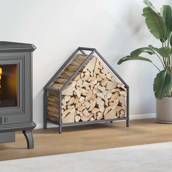 vidaXL Rastrelliera per Legna da Ardere Antracite 60x25x60 cm