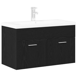 vidaXL Mobile da Bagno Rovere Nero 90 x 38,5 x 46 cm Legno multistrato