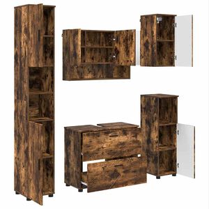 vidaXL Set di mobili per il bagno 5 pz Rovere fum&eacute; 35 x 30 x 192 cm
