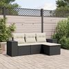 vidaXL Set Divani da Giardino 4 pz con Cuscini Nero in Polyrattan