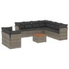 vidaXL Set Divano da Giardino 10 pz con Cuscini Grigio in Polyrattan