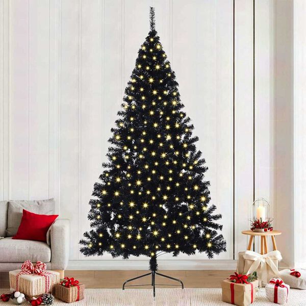 vidaXL Albero di Natale artificiale con luci integrate Nero 240 cm PVC