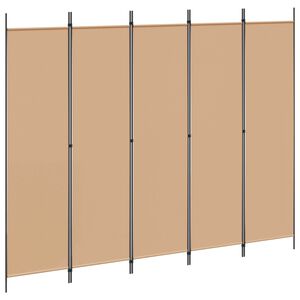 vidaXL Paravento a 5 Pannelli Beige 250 x 200 cm Tessuto
