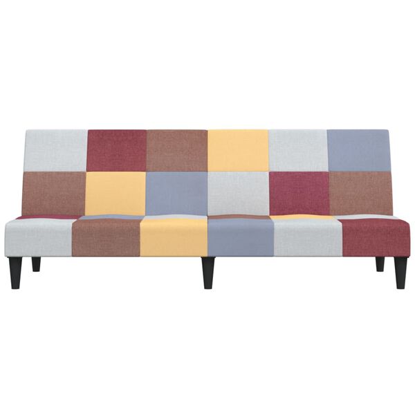 vidaXL Divano Letto a 2 Posti con Poggiapiedi Multicolore in Tessuto