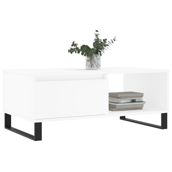 vidaXL Tavolino da Salotto Bianco 90x50x36,5 cm in Legno Multistrato