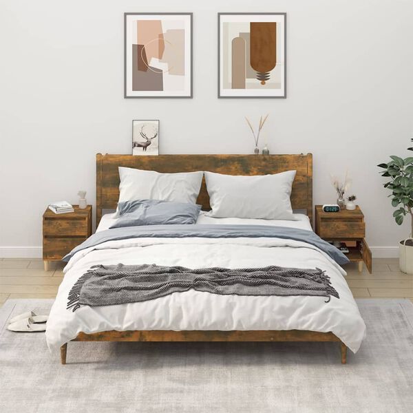 vidaXL Comodini 2pz Rovere Fumo 40x35x50 cm