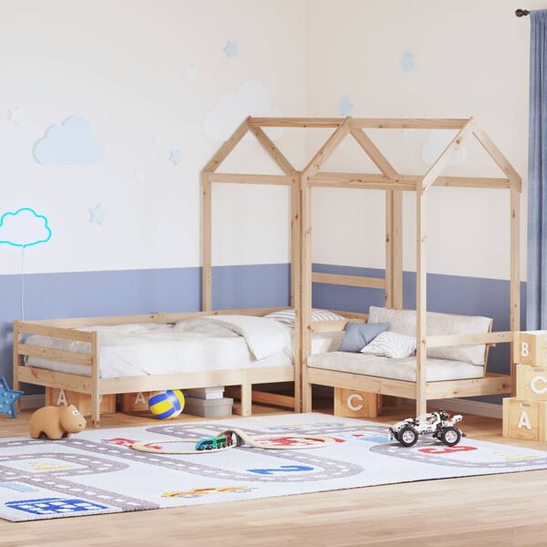 vidaXL Set Dormeuse e Panca con Tetto 80x200cm Legno Massello di Pino