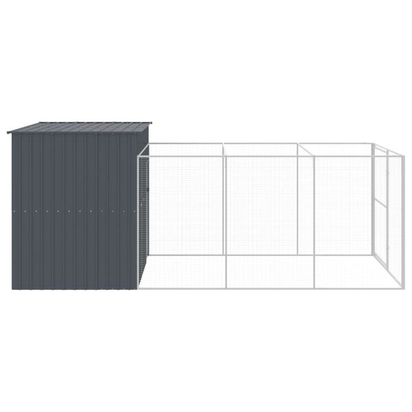 vidaXL Casetta Cani con Corsa Antracite 214x457x181 cm Acciaio Zincato