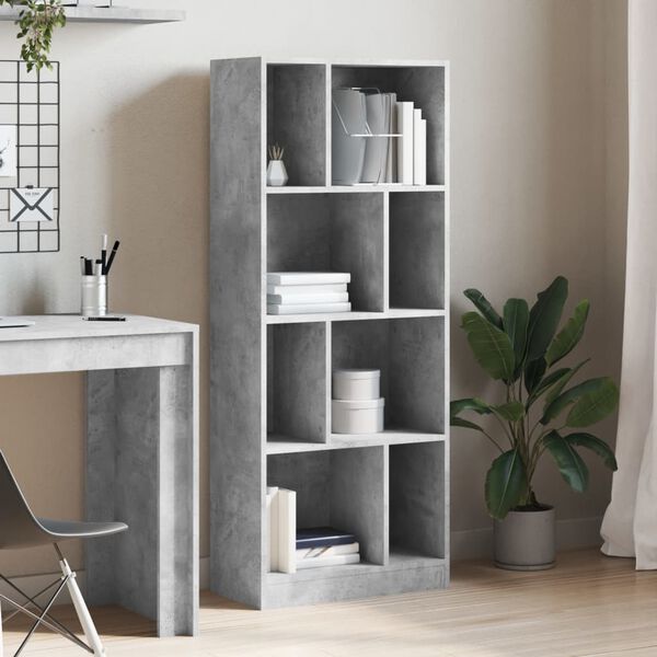 vidaXL Libreria Grigio Cemento 57x28,5x141 cm in Legno Multistrato