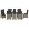 vidaXL Set da Pranzo per Giardino con cuscino 9 pcs Grigio Poly Rattan