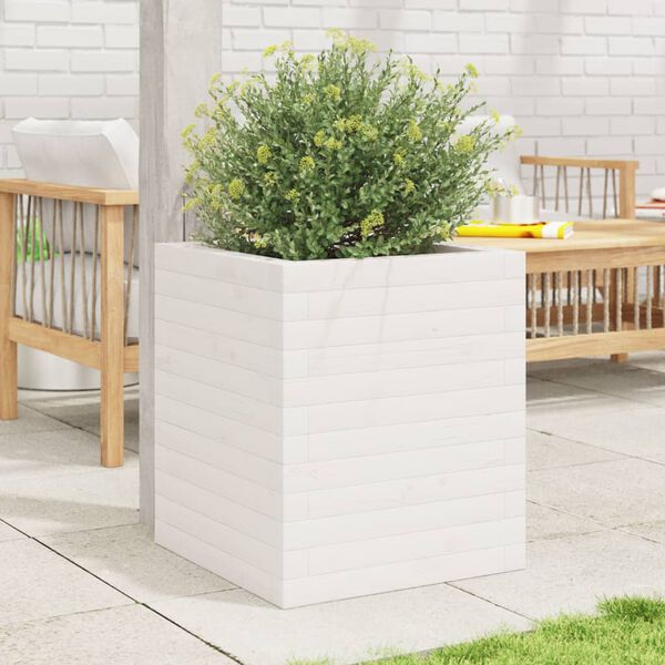 vidaXL Fioriera da Giardino Bianca 40x40x46 cm Legno Massello di Pino