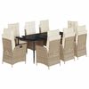 vidaXL Set da Pranzo da Giardino 9 pz con Cuscini Beige in Polyrattan