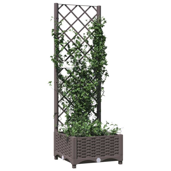 vidaXL Fioriera da Giardino con Graticcio Marrone 40x40x121,5 cm in PP