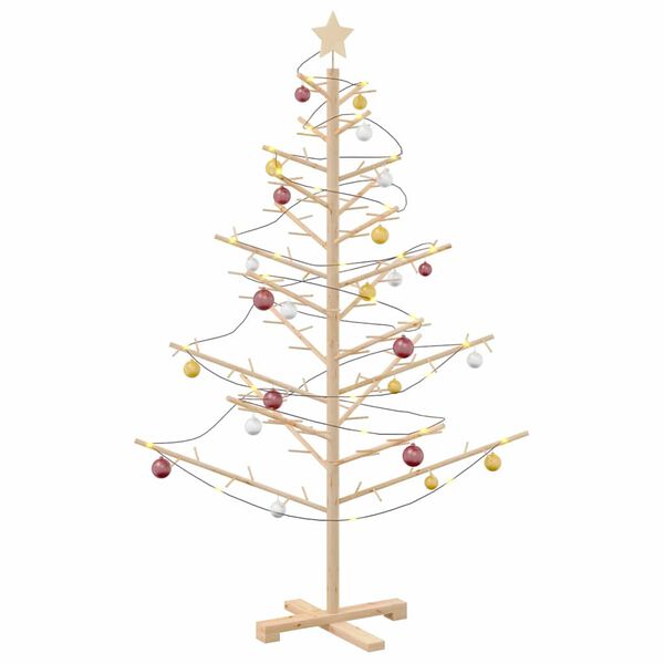 vidaXL Albero di Natale in legno con supporto Naturale 150 cm