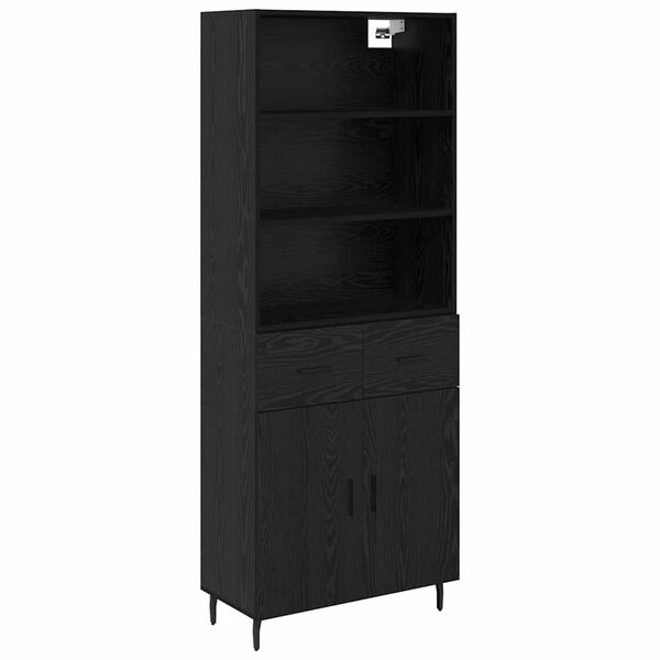 vidaXL Credenza con cassetto Rovere Nero 69,5 x 34 x 180 cm