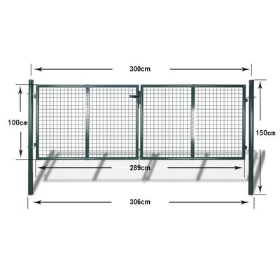 Cancello recinto per giardino rete griglia 289 x 100 cm / 306 x 150 cm