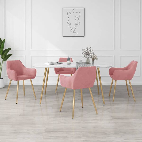 vidaXL Sedie da Pranzo 4 pz Rosa in Velluto