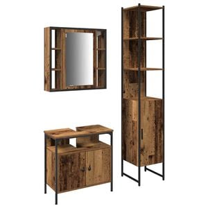vidaXL Set di mobili per il bagno 3 pz Legno vecchio