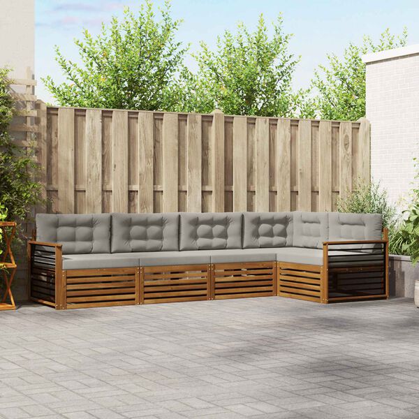 vidaXL Set di divani da esterno 5 pcs Grigio Naturale e Chiaro