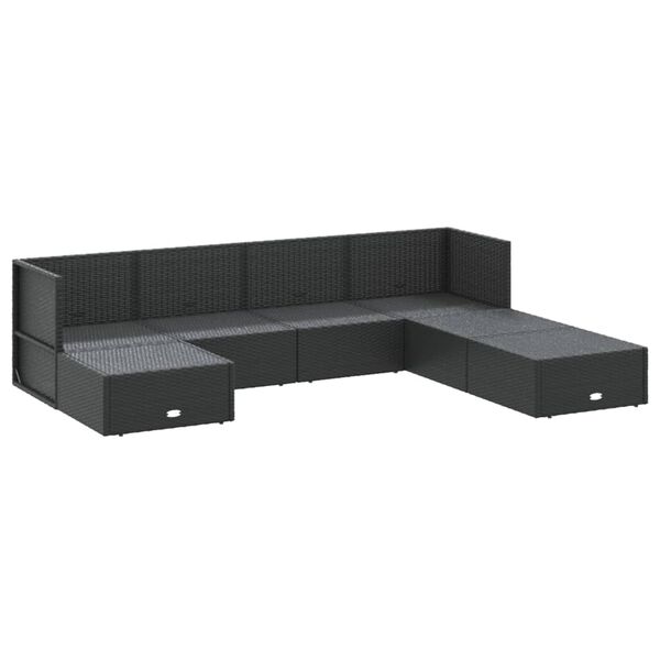 vidaXL Set Salotto da Giardino con Cuscini 7pz Nero Polyrattan