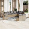 vidaXL Set Divano da Giardino 10 pz con Cuscini Beige in Polyrattan